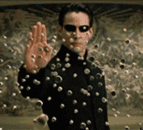 Neo stopping bullets mid-air